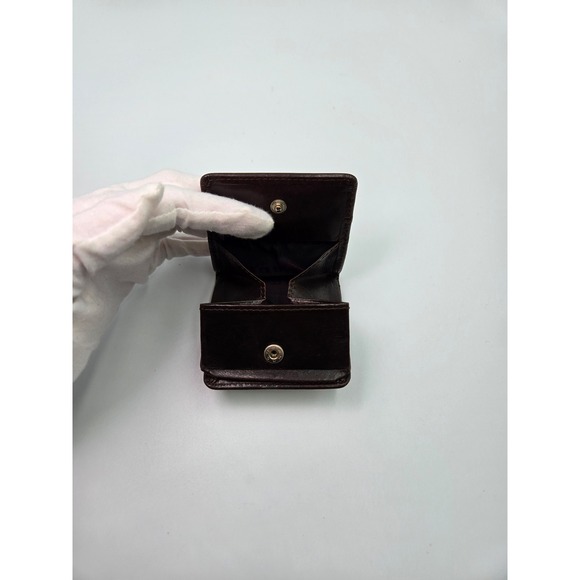 Burberry Coin Pouch Leather Plaid Check Brown Snap Closure Wallet - Picture 6 of 8